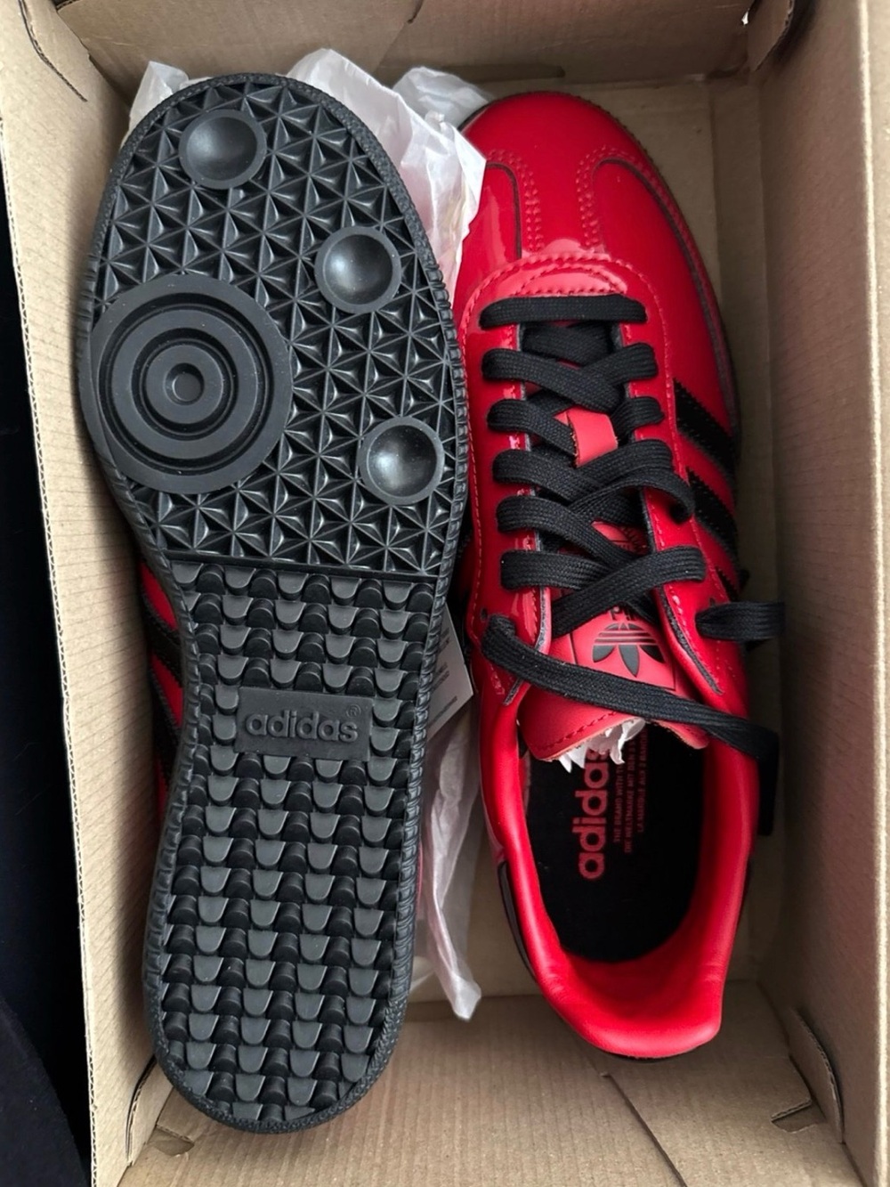 adidas Samba OG Patent Red with Black Stripes - Picture 3 of 4